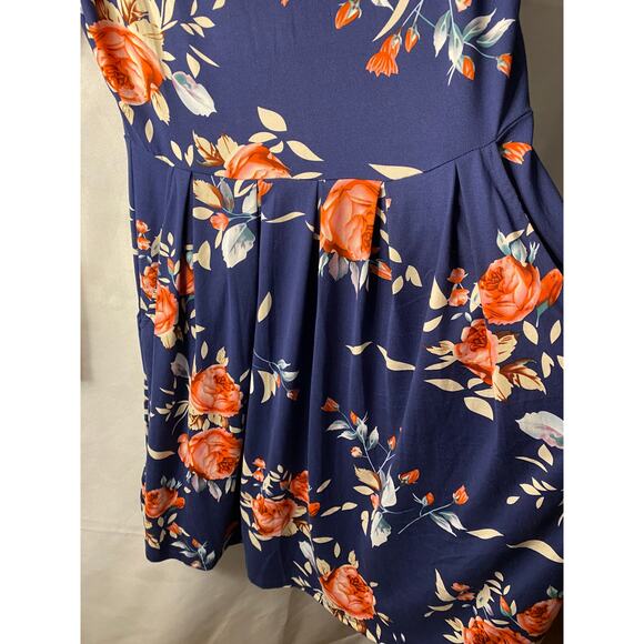 NWT Auselily Womens Size L Dark Blue w Red Roses Soft long Sleeve - Picture 14 of 16